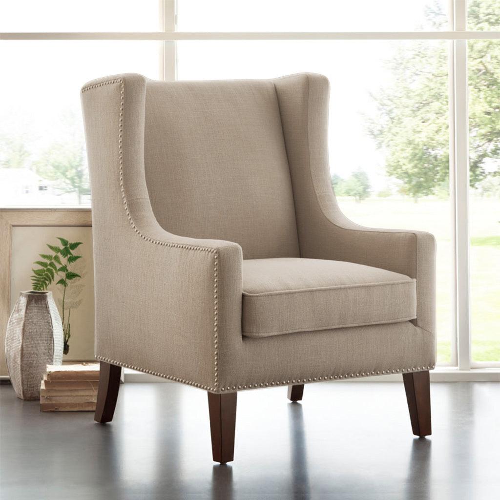 Barton Wing Chair Linen Olliix.com