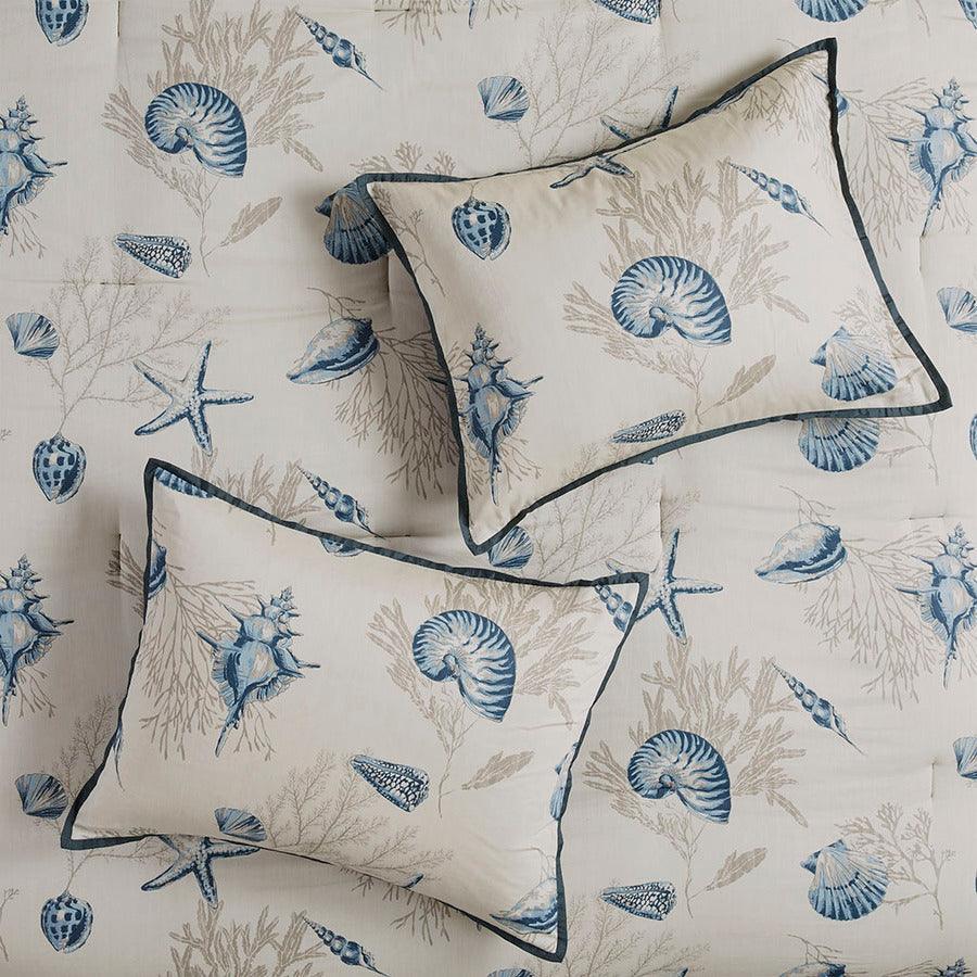 Bayside 7 Piece Comforter Set Blue Queen Olliix.com