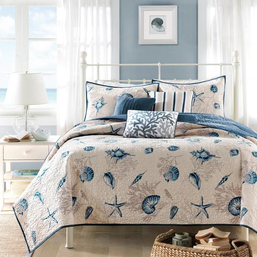 Bayside King Reversible Coverlet Set Blue Olliix.com