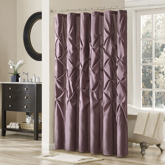 Tufted Semi-Sheer Shower Curtain Plum Olliix.com