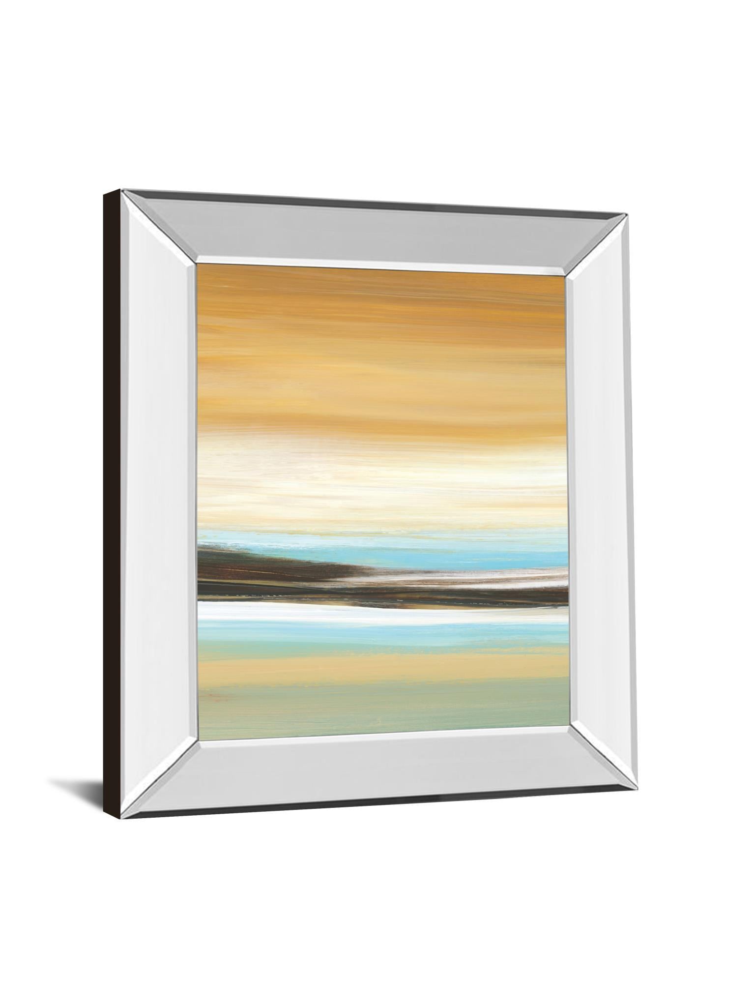 Horizons Il By Tesla - Mirror Framed Print Wall Art - Yellow Classy Art