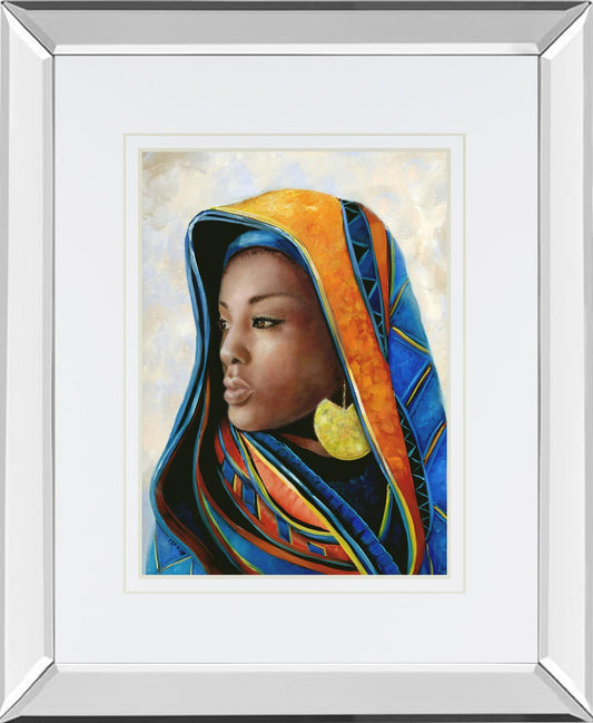 Soulful Beauty II Mirror Framed By Donna Brooks - Blue Classy Art