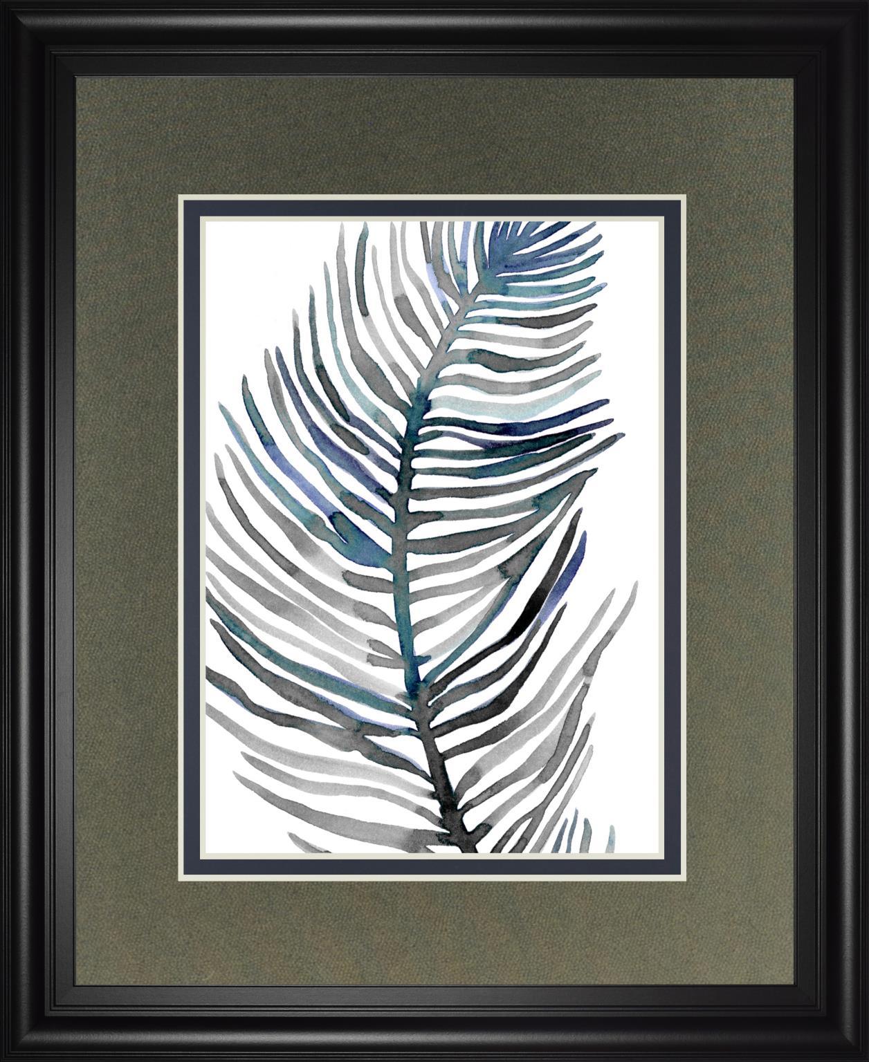 34x40 Blue Feathered Palm III By Emma Scarvey - Dark Gray Classy Art