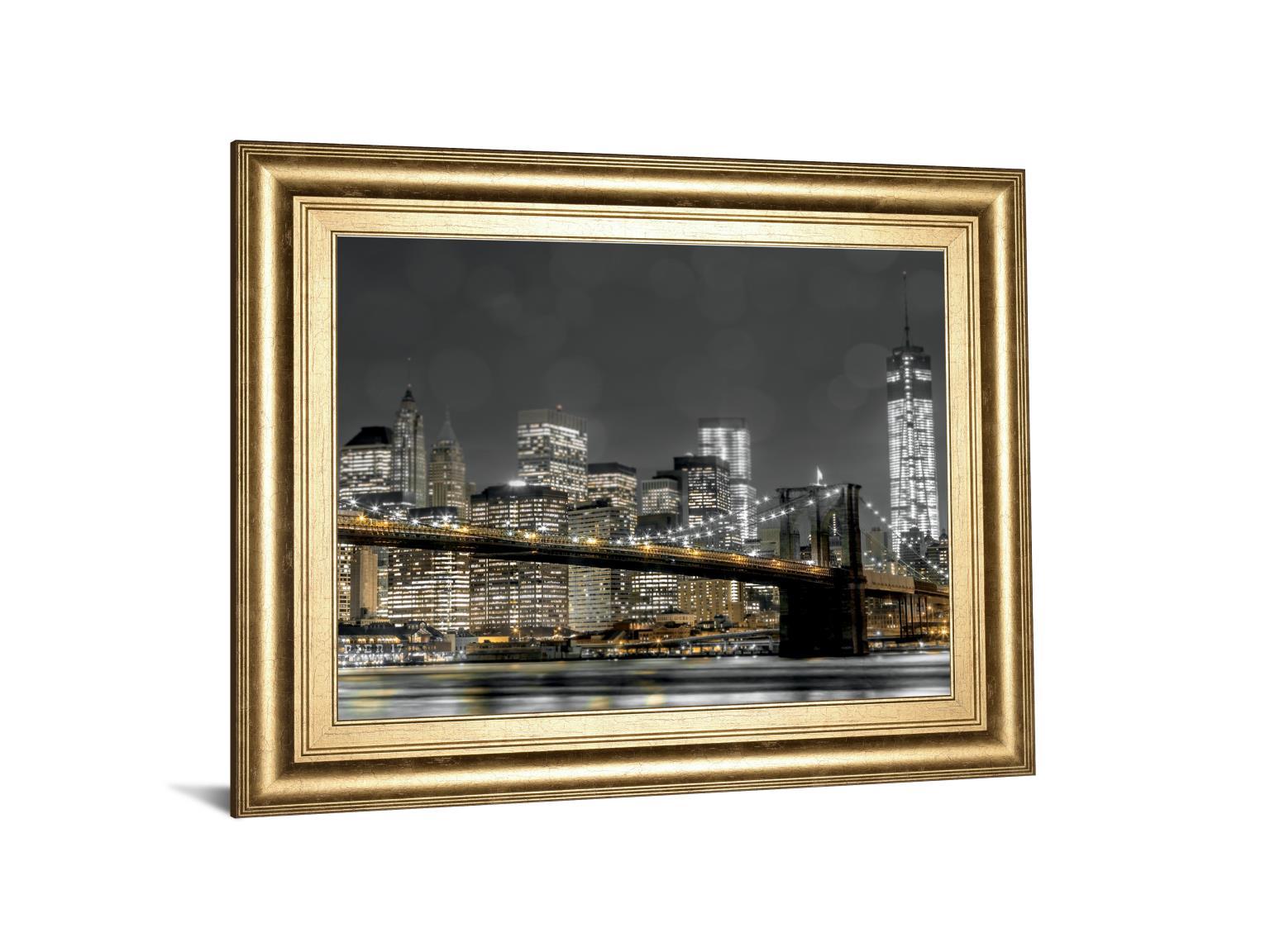 Newyork Lights By Frank, A. - Framed Print Wall Art - Dark Gray Classy Art