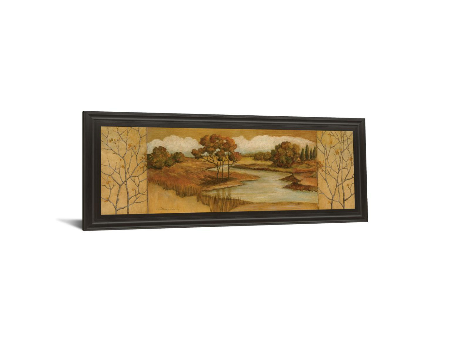 River Scene II - Framed Print Wall Art - Dark Brown Classy Art