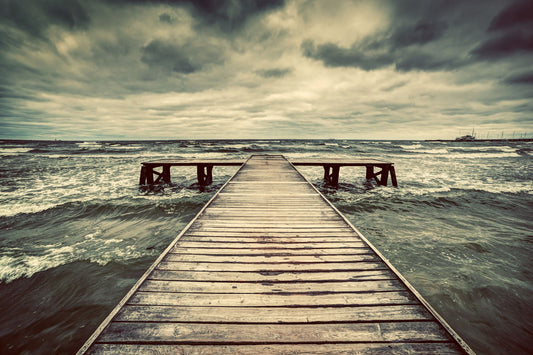 Cloudy Pier - Dark Gray Classy Art