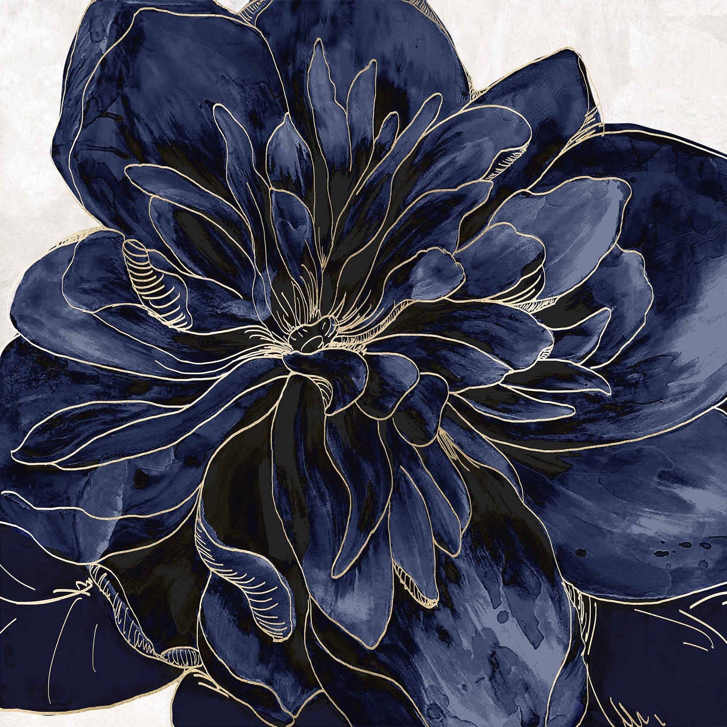 Floating Tempered Glass With Foil Open Peony - Blue Classy Art