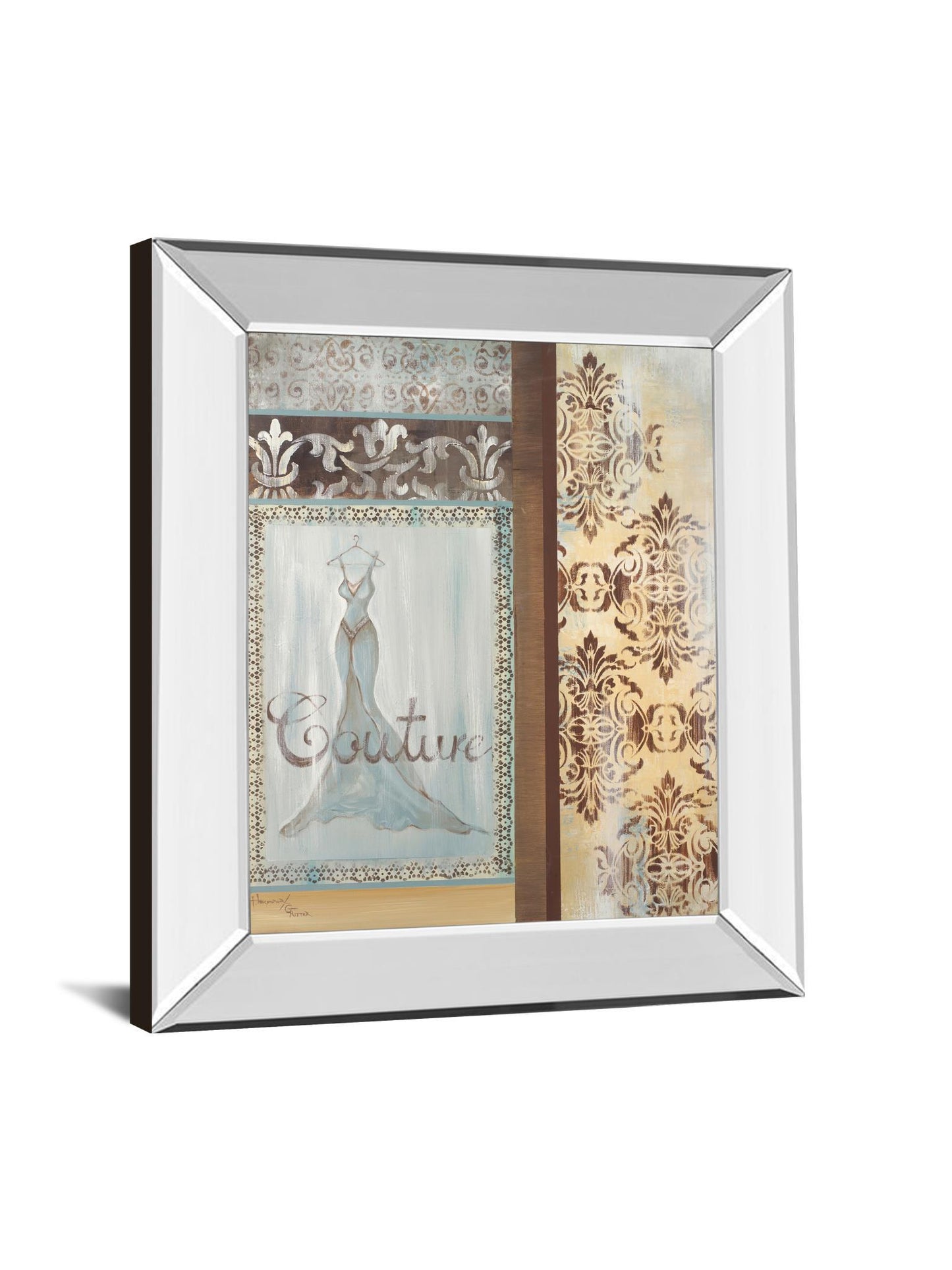 Couture By Hamkimipour-ritter - Mirror Framed Print Wall Art - Blue Classy Art