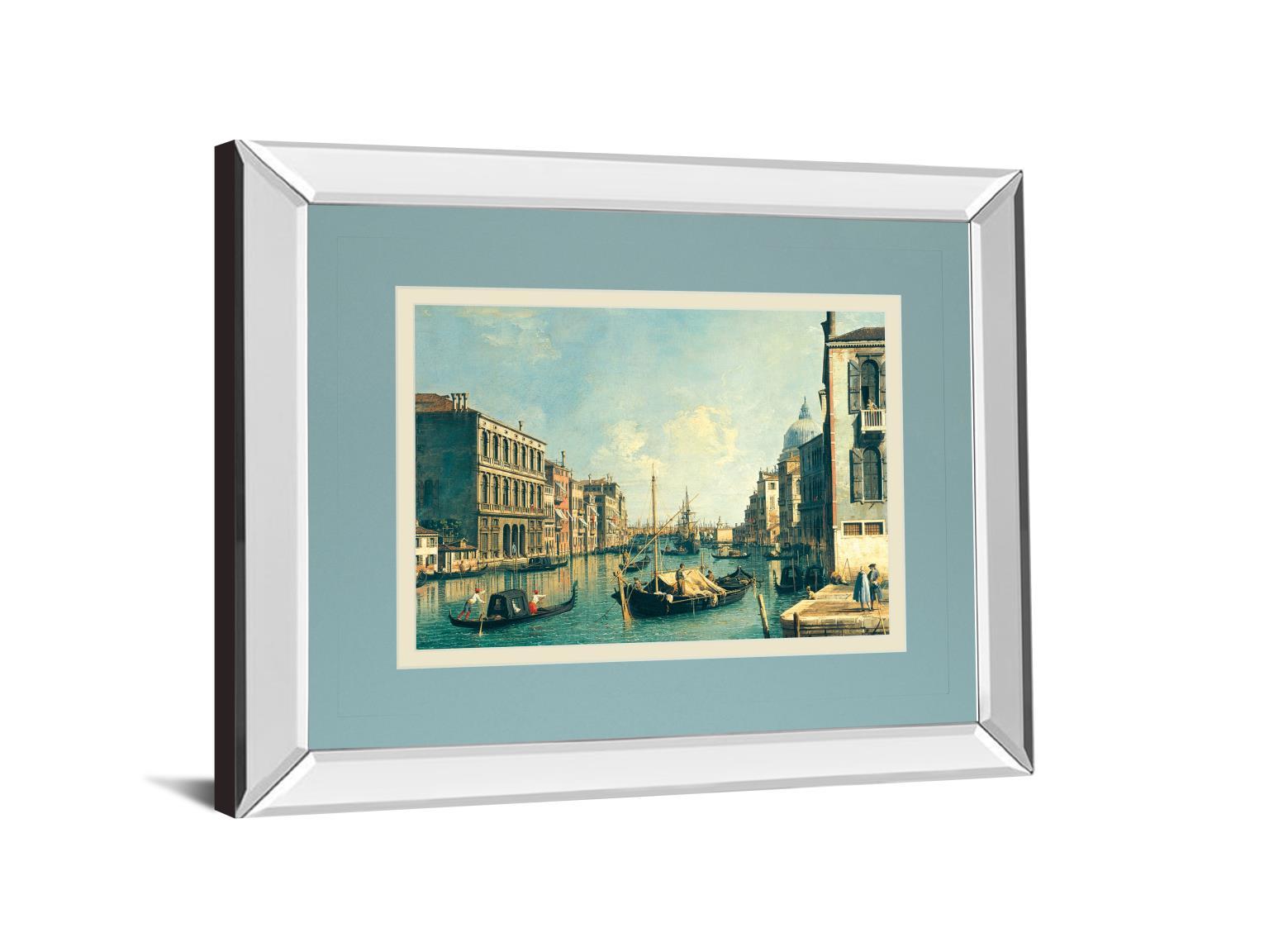 The Grand Canal, Venice The Rialto Bridge By Antonia Canaletto - Mirror Framed Print Wall Art - Blue Classy Art