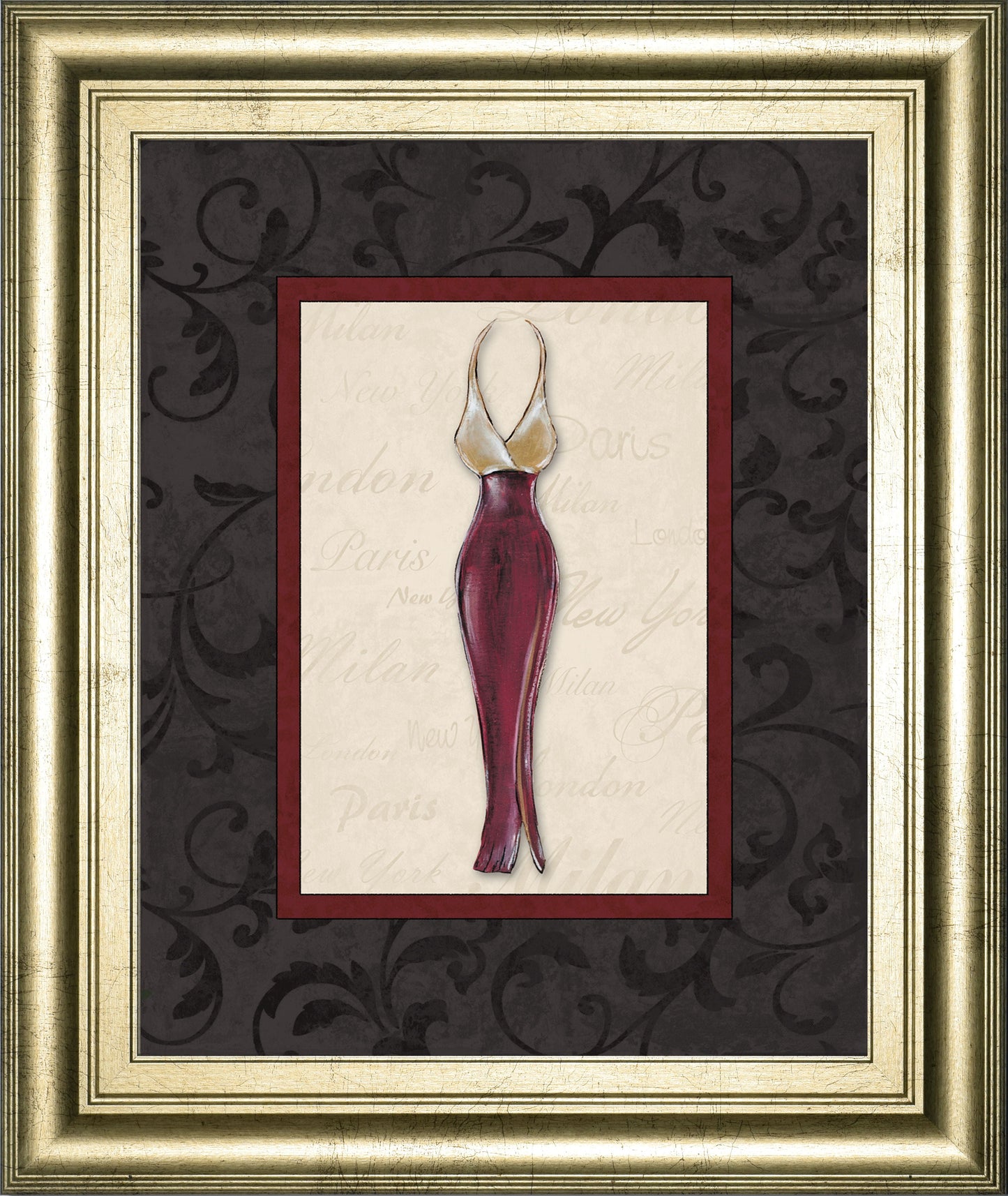 Fashion Dress Il By Susan Osbourne Framed Print Wall Art - Red Classy Art