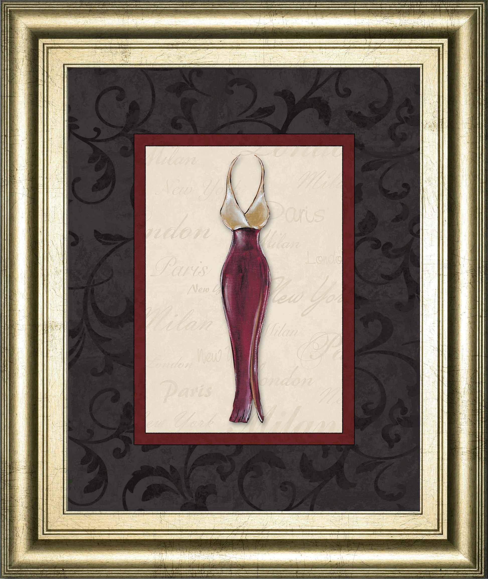 Fashion Dress Il By Susan Osbourne Framed Print Wall Art - Red Classy Art