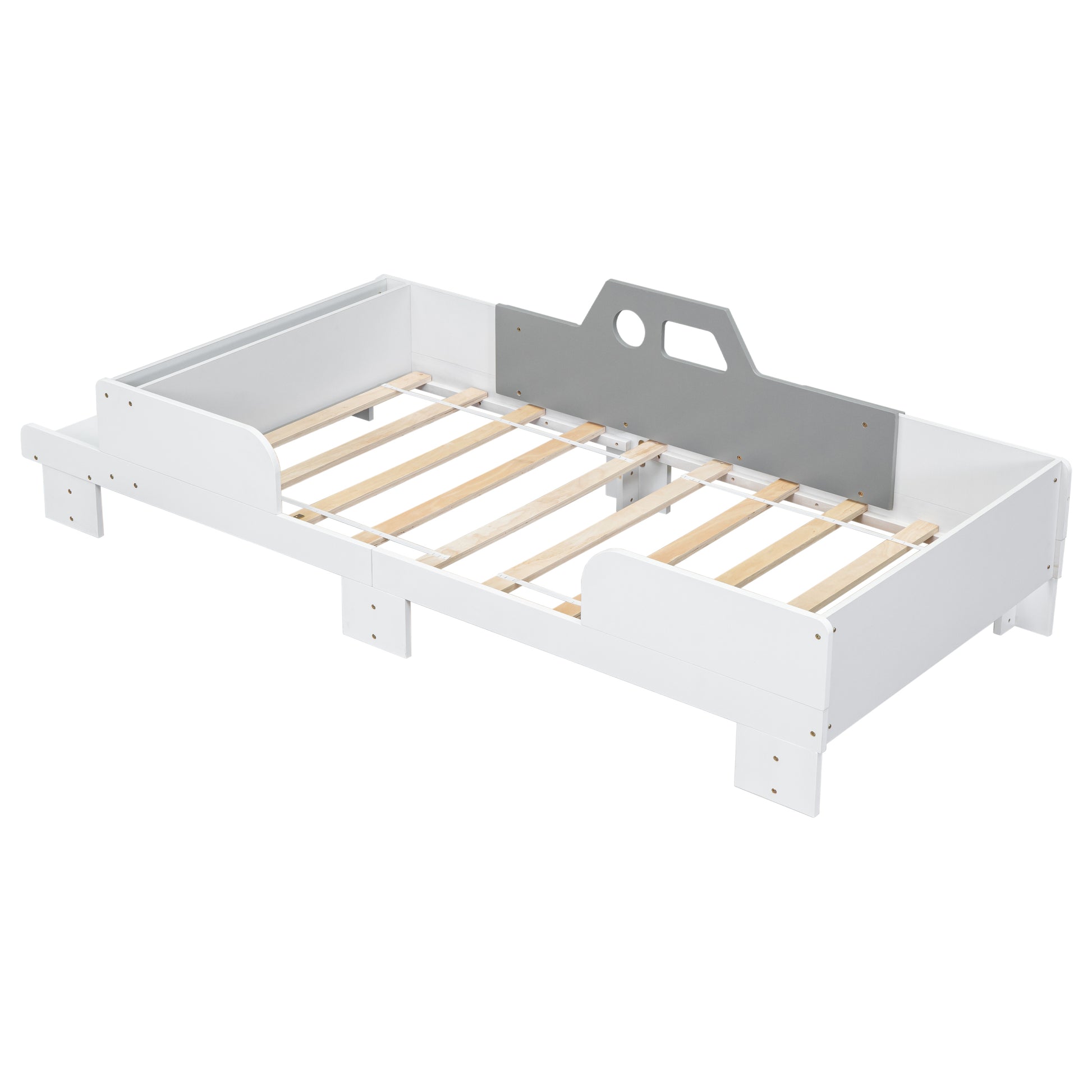 Car-Shaped Twin Wood Bed with Bench,White House to Home Furnishings LLC