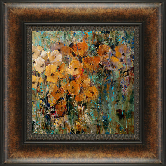 Amber Poppy Field II By Tim O'Toole - Framed Print Wall Art - Green Classy Art