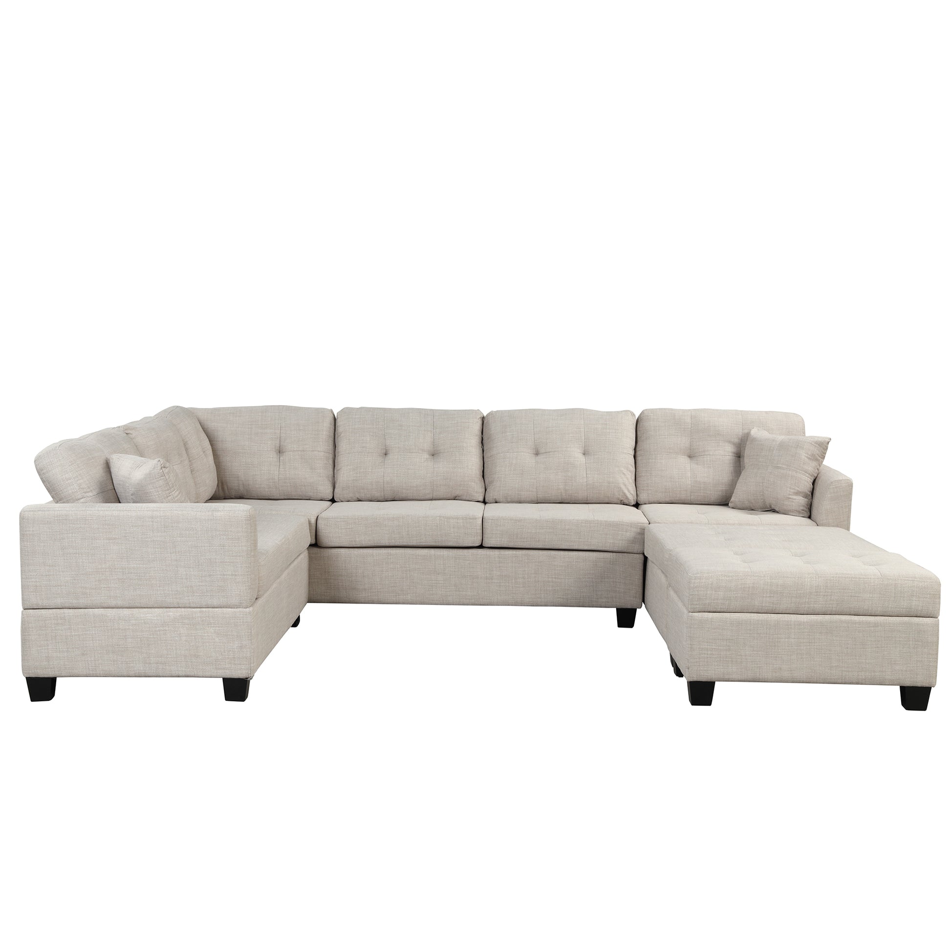 121.3" Oversized Sectional Sofa with Storage Ottoman, U Shaped Sectional Couch with 2 Throw Pillows for Large Space Dorm Apartment House to Home Furnishings LLC