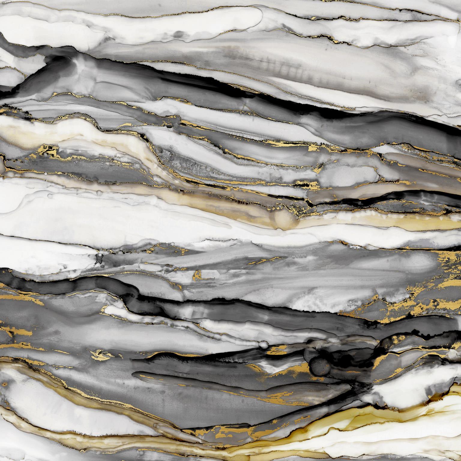 Small - Marbled Gold II By Carol Robinson - Pearl Silver Classy Art