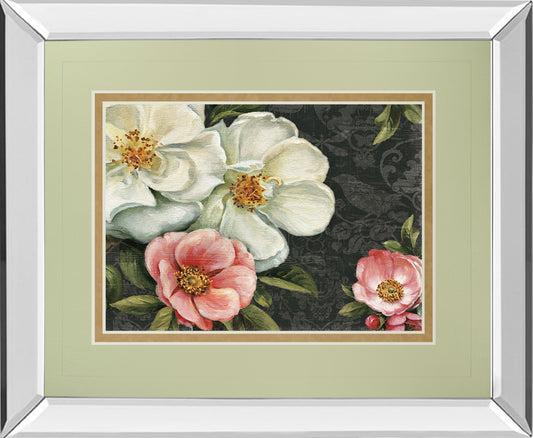 Floral Damask I By Lisa Audit - Mirror Framed Print Wall Art - White Classy Art