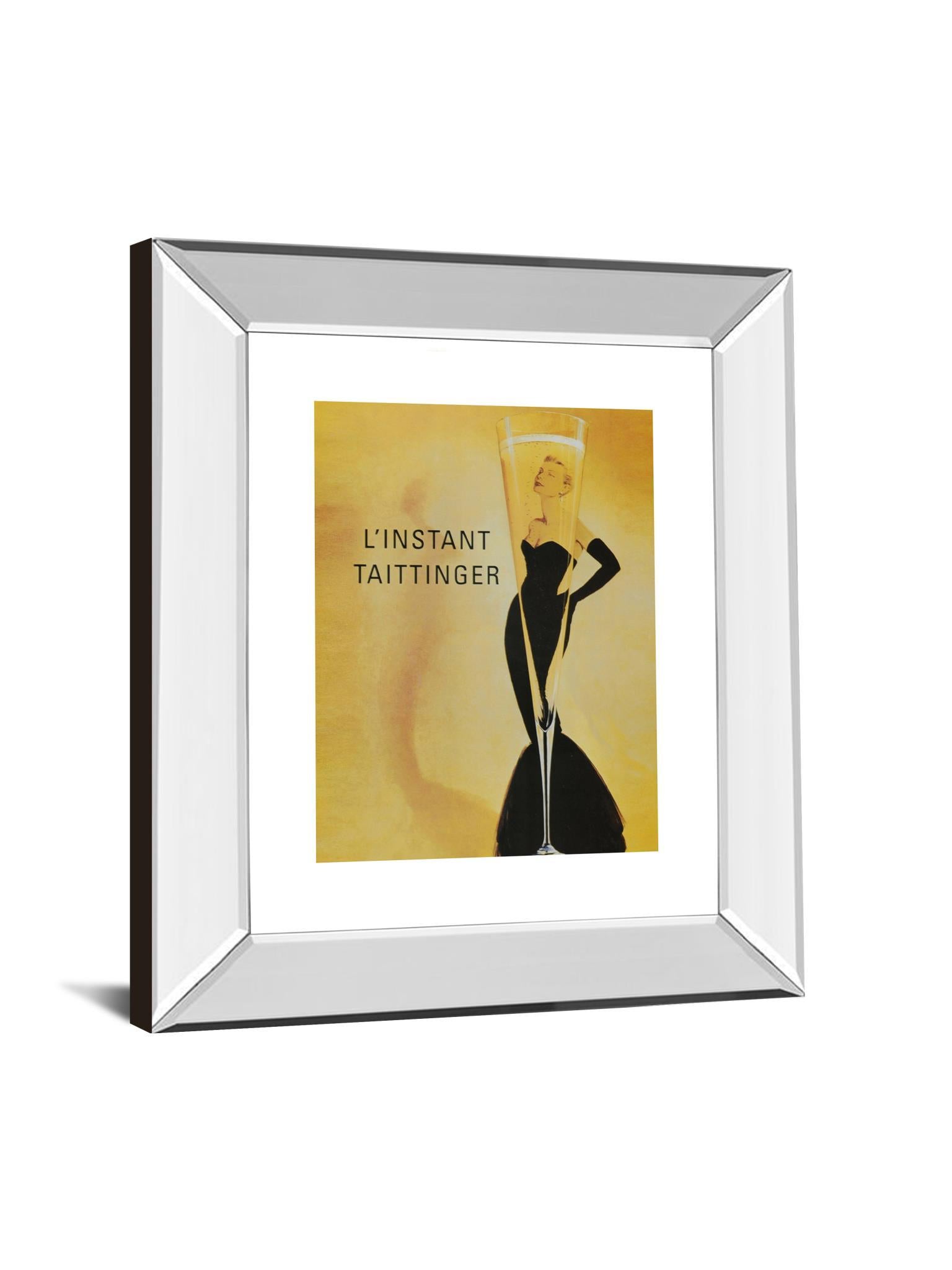 Taittinger - Mirror Framed Print Wall Art- Yellow - Yellow Classy Art