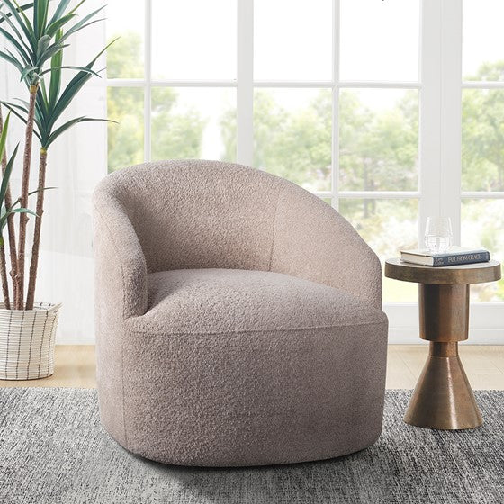 Upholstered 360 Degree Swivel Chair Beige Olliix.com