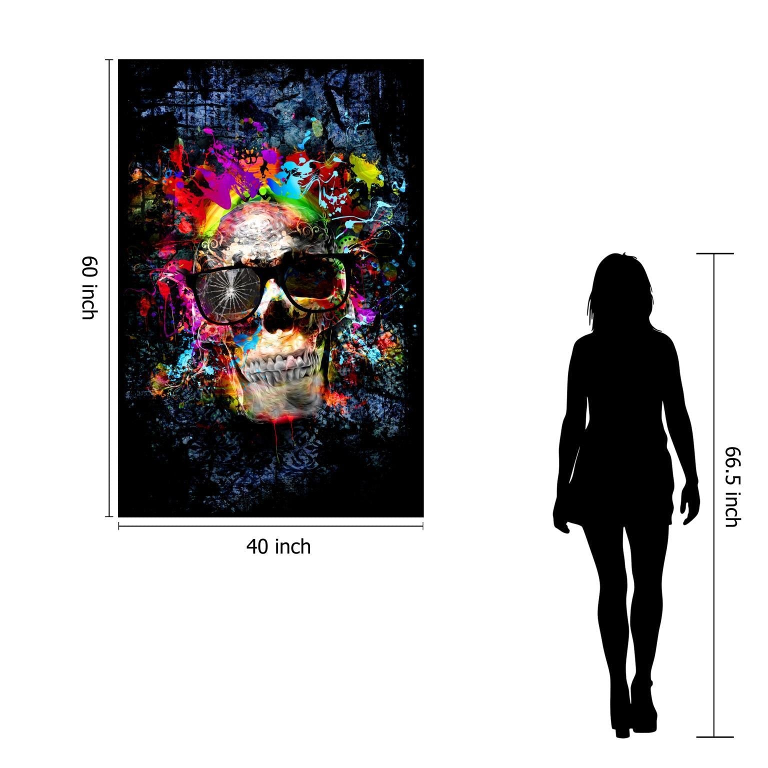 Tempered Glass With Foil - Color me Skull - Black Classy Art