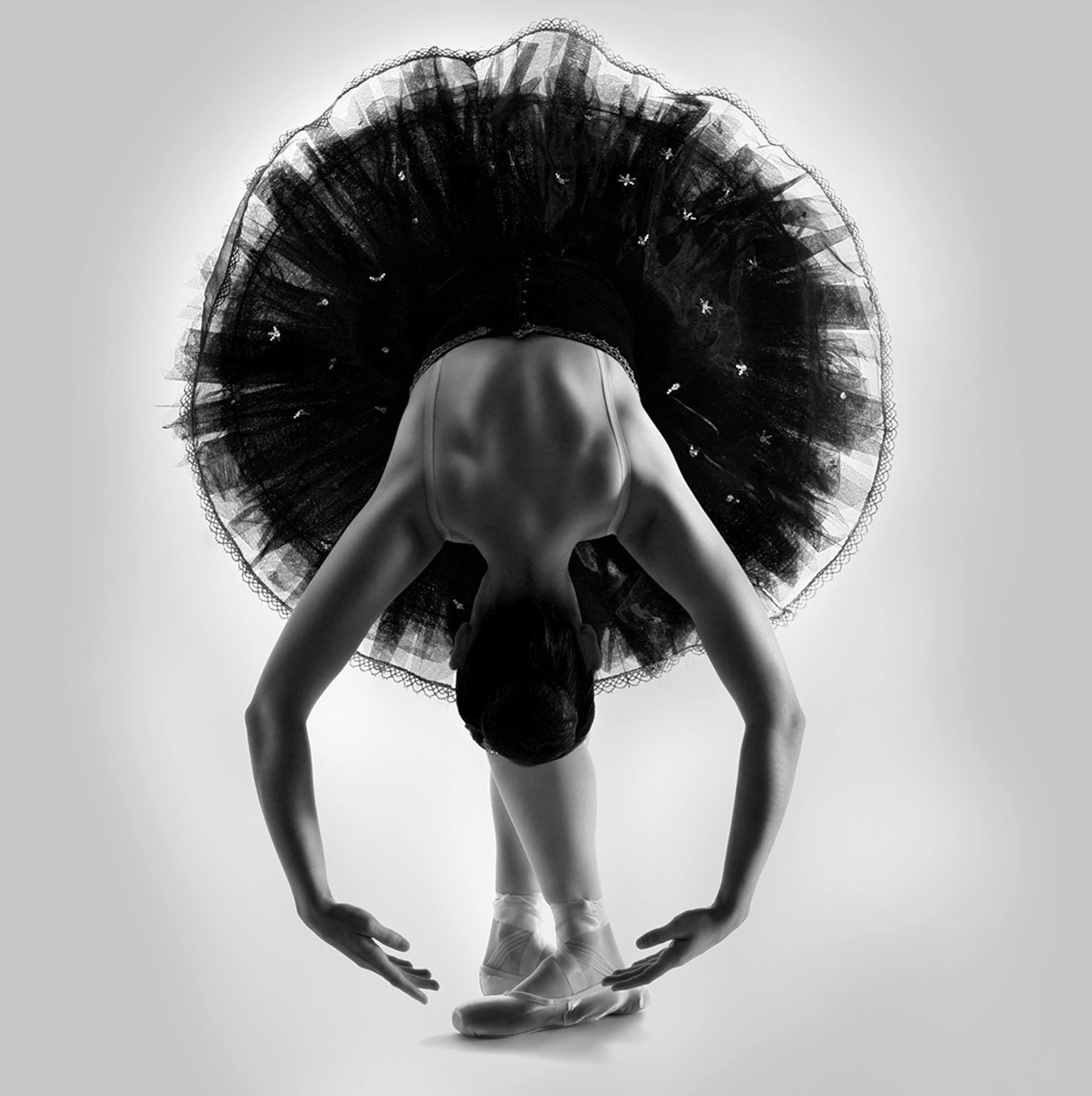 Floating Tempered Glass With Foil Ballerine In Black - Dark Gray Classy Art