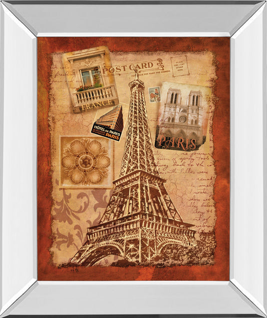 Memories Of Paris By Conrad Knutsen - Mirror Framed Print Wall Art - Red Classy Art