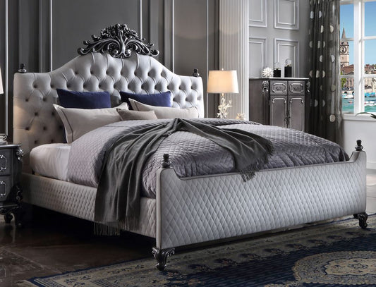 Acme Furniture House Delphine California King Upholstered Bed in Pearl White 28844CK ACME East