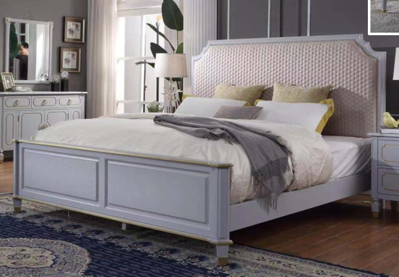 Acme Furniture House Marchese Queen Panel Bed in Pearl Gray 28880Q ACME East