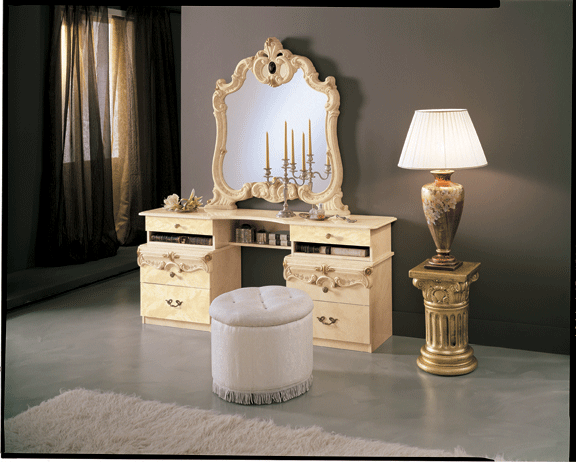 ESF Furniture - Barocco Vanity Dresser with Mirror in Ivory - BAROCCOVANIRYIVORY-M ESF Furniture