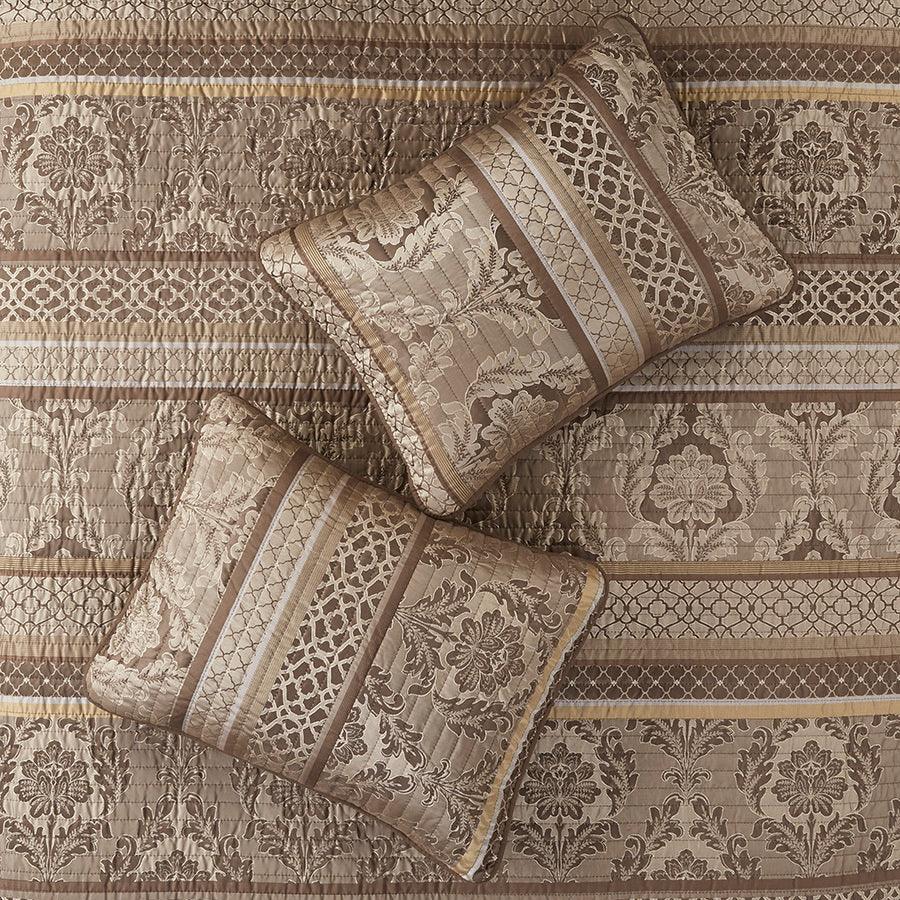 Bellagio King/California King 6 Piece Reversible Coverlet Set Brown & Gold Olliix.com