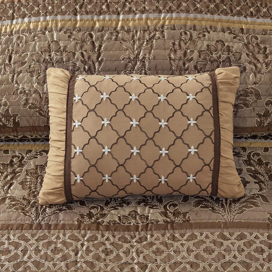 Bellagio King/California King 6 Piece Reversible Coverlet Set Brown & Gold Olliix.com