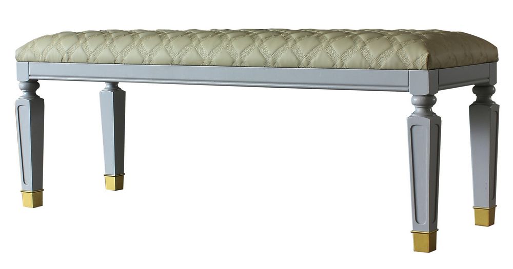 Acme Furniture House Marchese Bench in Pearl Gray 28867 ACME East