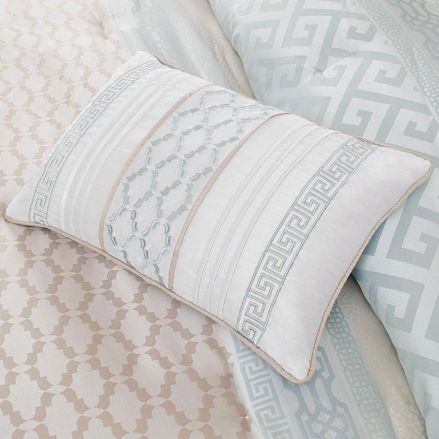 Bennett 7 Piece Jacquard Comforter Set Aqua King Olliix.com