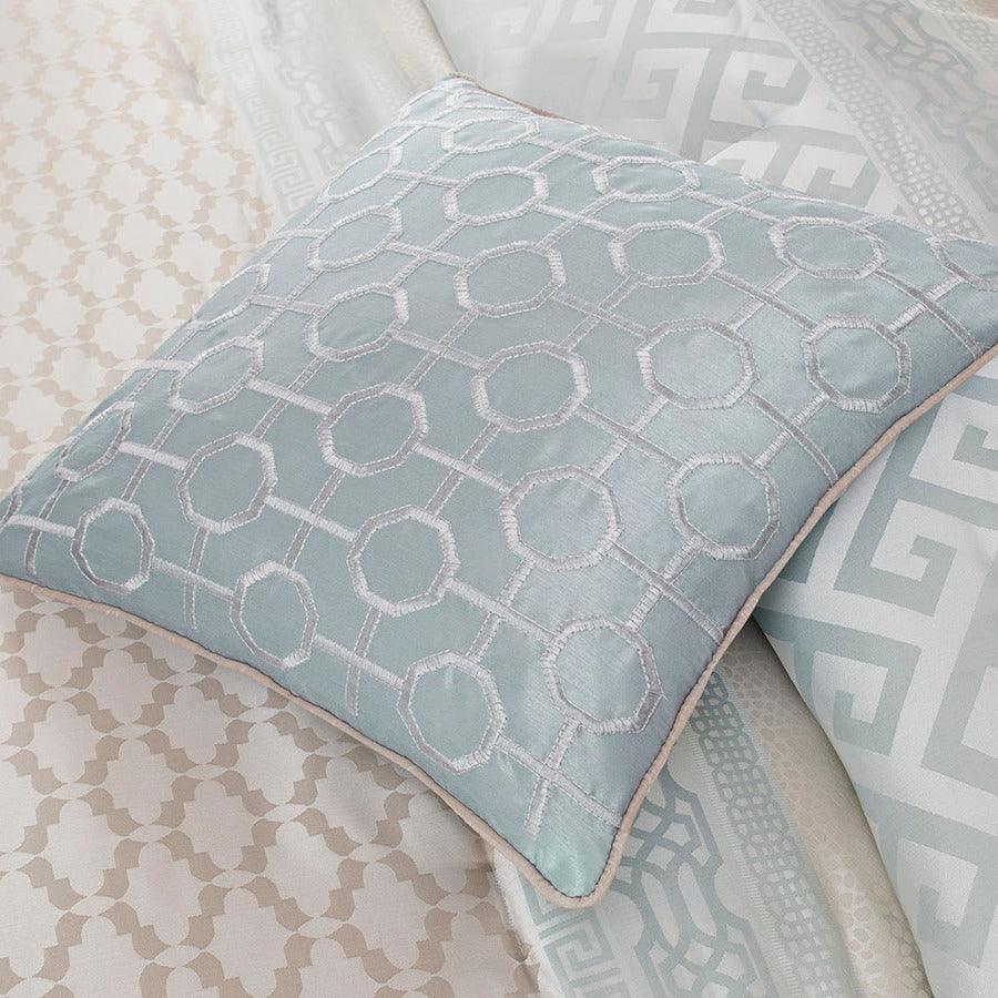 Bennett 7 Piece Jacquard Comforter Set Aqua King Olliix.com