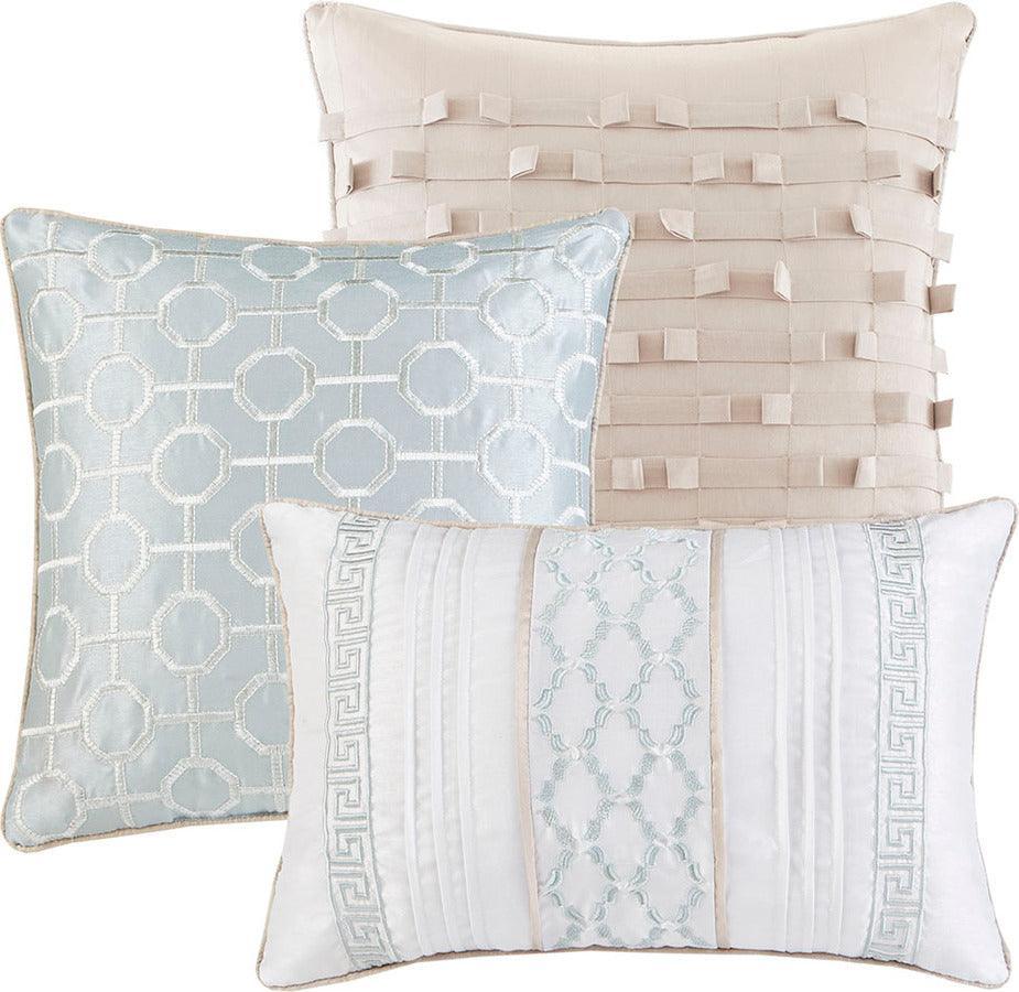 Bennett 7 Piece Jacquard Comforter Set Aqua King Olliix.com