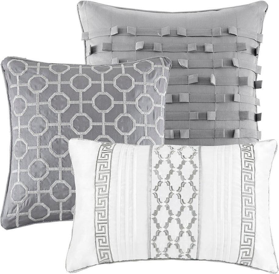 Bennett 7 Piece Jacquard Comforter Set Gray King Olliix.com