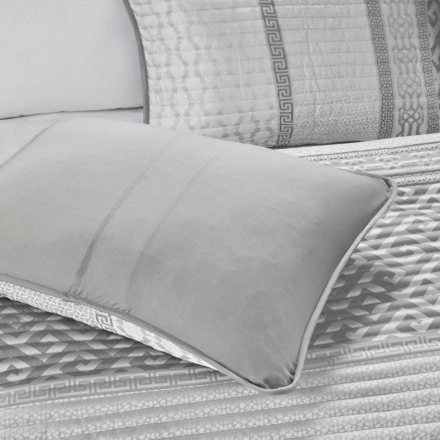 Bennett King/California King 4 Piece Reversible Jacquard Coverlet Set Gray Olliix.com