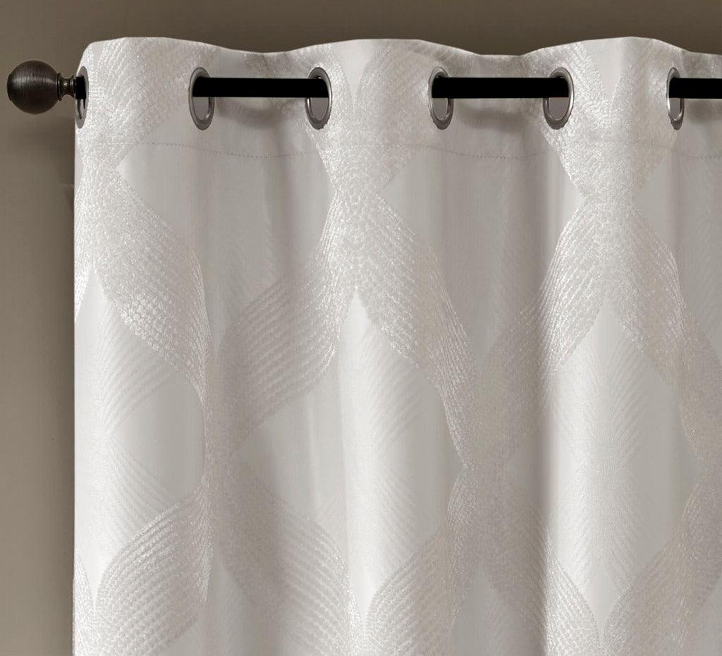 Bentley 108 H Ogee Knitted Jacquard Total Blackout Panel Ivory Olliix.com