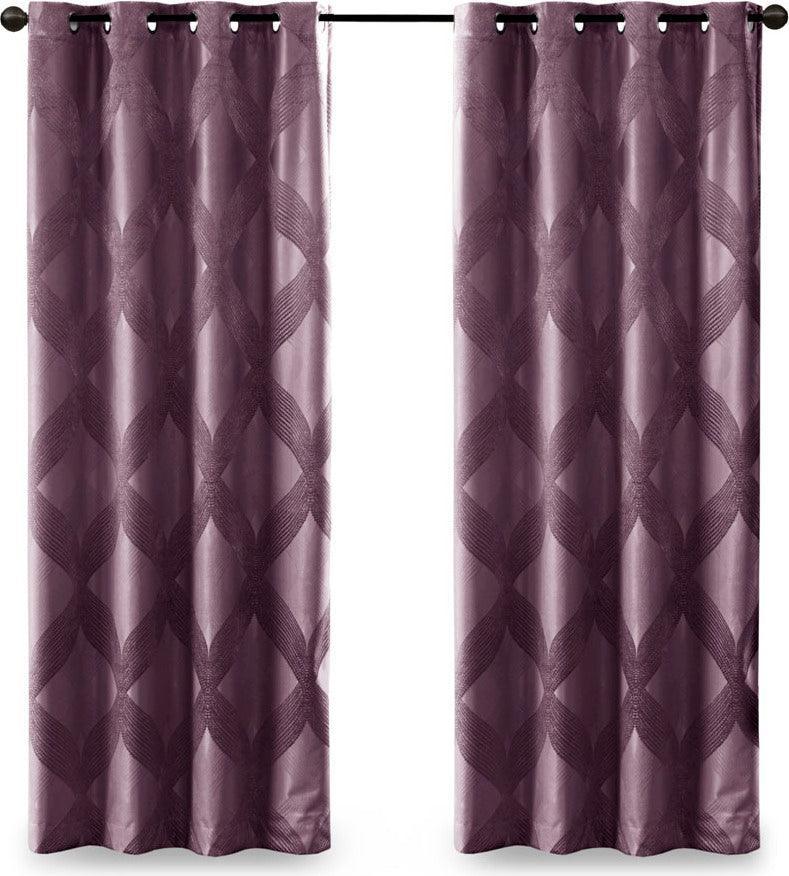 Bentley 108 H Ogee Knitted Jacquard Total Blackout Panel Plum Olliix.com