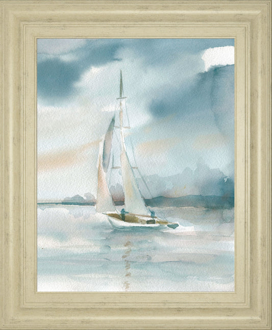 Subtle Mist I By Carol Robinson - Framed Print Wall Art - Blue Classy Art