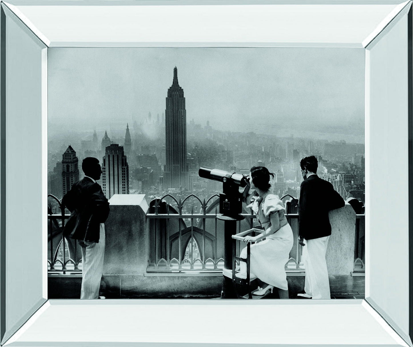 Manhattan, View From Radio City Music Hall, 1935 By The Chelsea Collection - Mirror Framed Print Wall Art - Dark Gray Classy Art