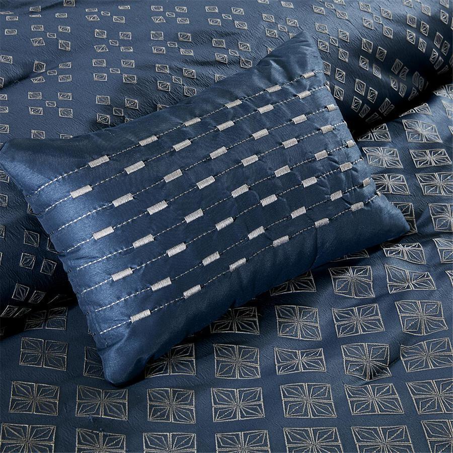 Biloxi Global Inspired 7 Piece Comforter Set Navy Cal King Olliix.com