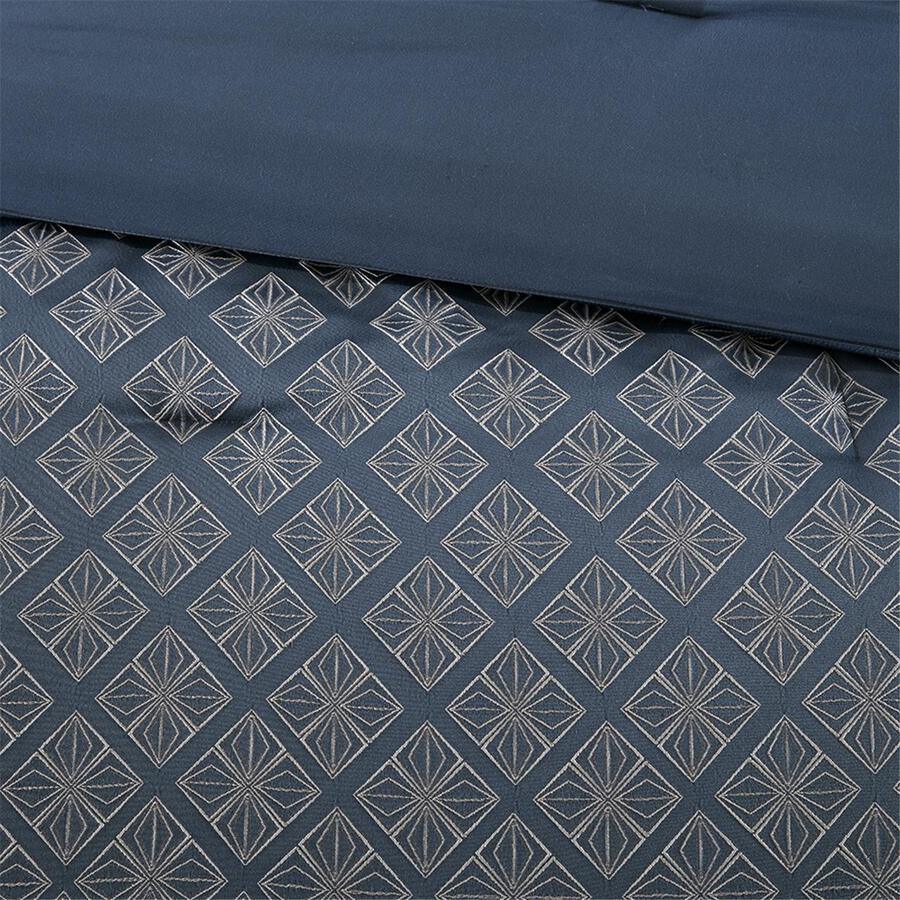 Biloxi Modern 6 Piece Duvet Cover Set King/Cal King Navy Olliix.com