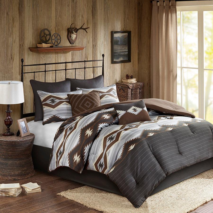 Bitter 36 " W Creek Oversized Comforter Set Gray & Brown Cal King Olliix.com