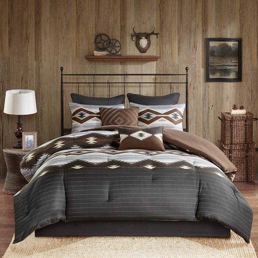 Bitter 36 " W Creek Oversized Comforter Set Gray & Brown Cal King Olliix.com