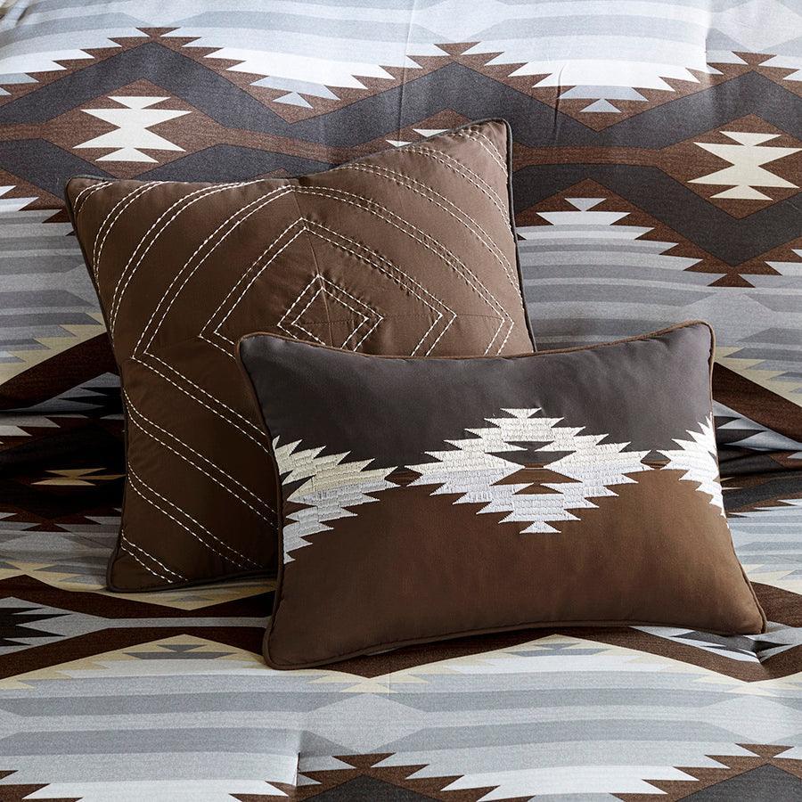 Bitter Creek Oversized Comforter Set Gray & Brown King Olliix.com