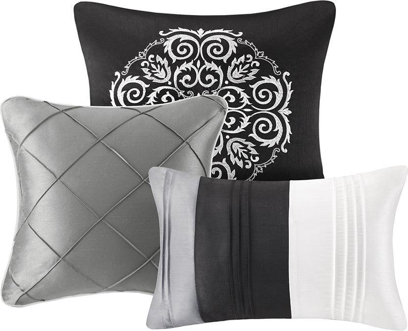 Blaire 7 Piece Comforter Set Gray Queen Olliix.com