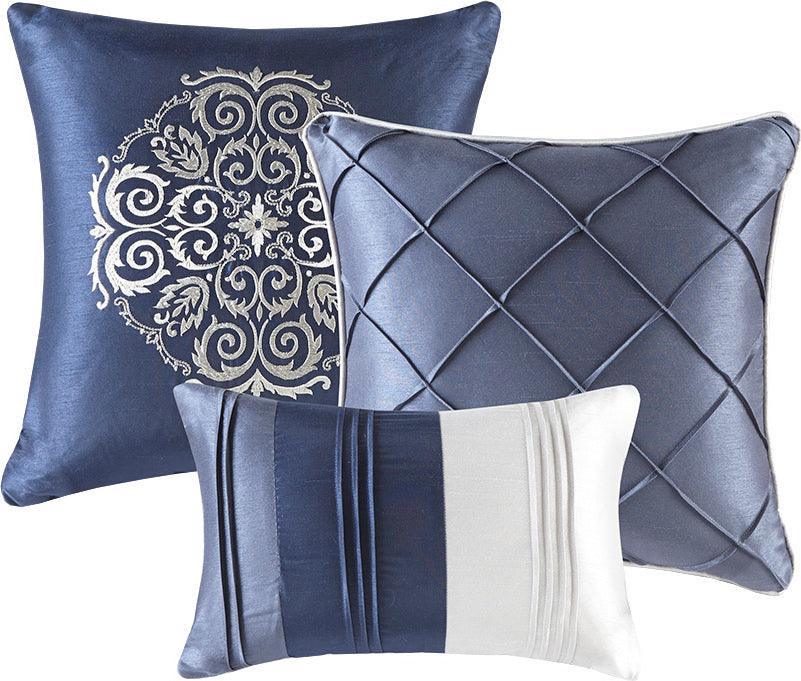 Blaire King 7 Piece Comforter Set Navy Olliix.com