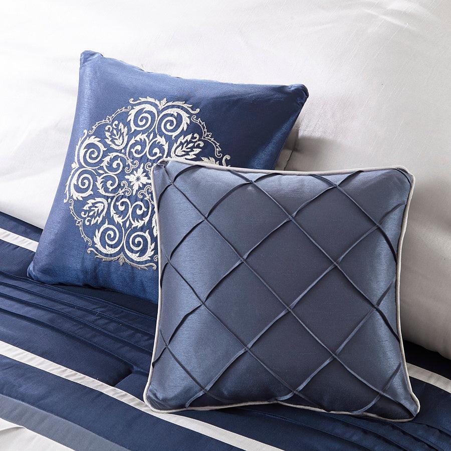 Blaire King 7 Piece Comforter Set Navy Olliix.com