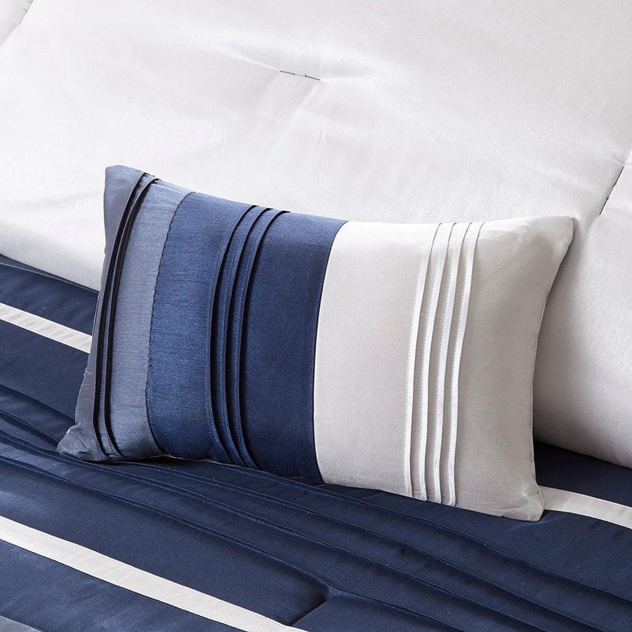 Blaire King 7 Piece Comforter Set Navy Olliix.com