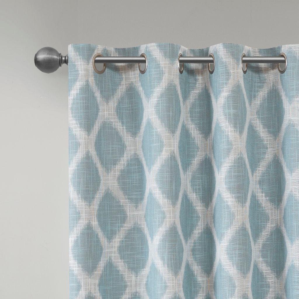 Blakesly 100 H Printed Ikat Blackout Patio Curtain Aqua Olliix.com